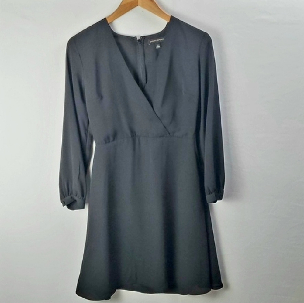 Elegant Black Women's Banana Republic Chiffon‎ Longsleeve Dreas Sz 0 Whimsygoth